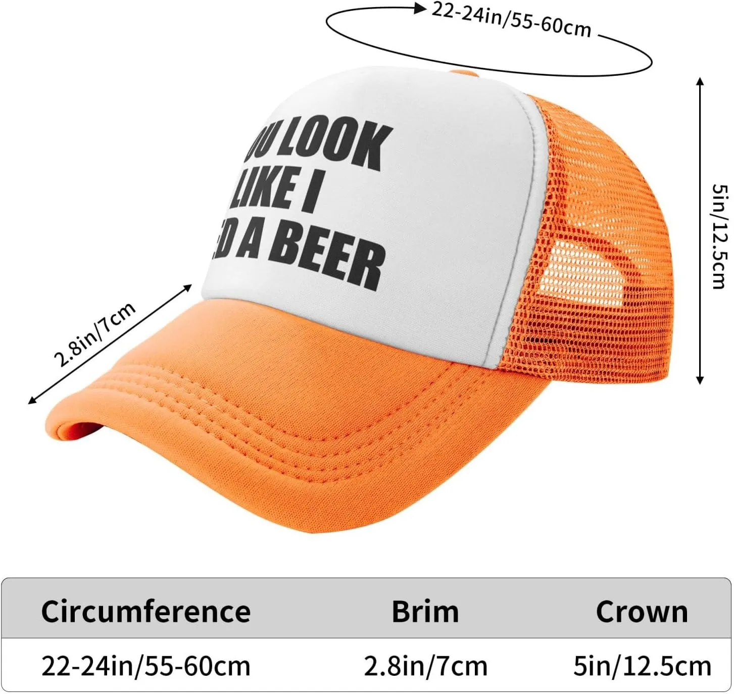 You Look Like I Need A Beer Funny Adjustable Mesh Trucker Hat for Adults Unisex Classic Hats Fishing Caps Black